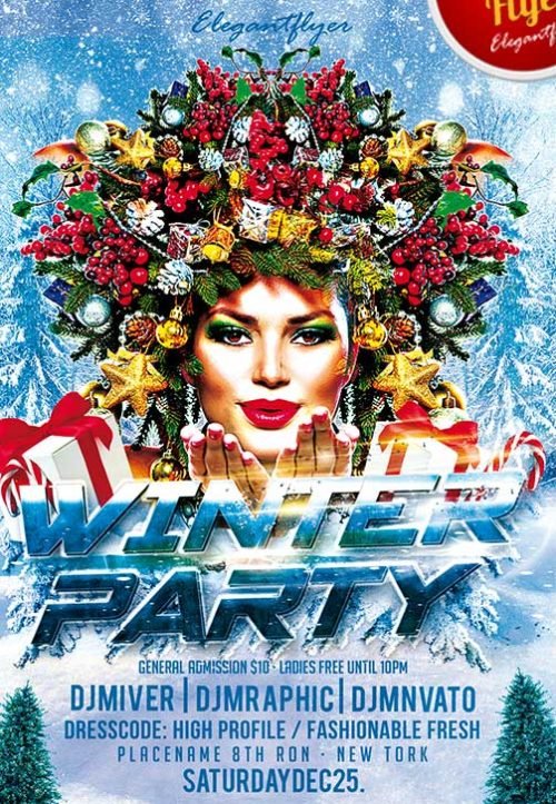Free Winter Party PSD Template - Download Winter PSD Freebie Flyer