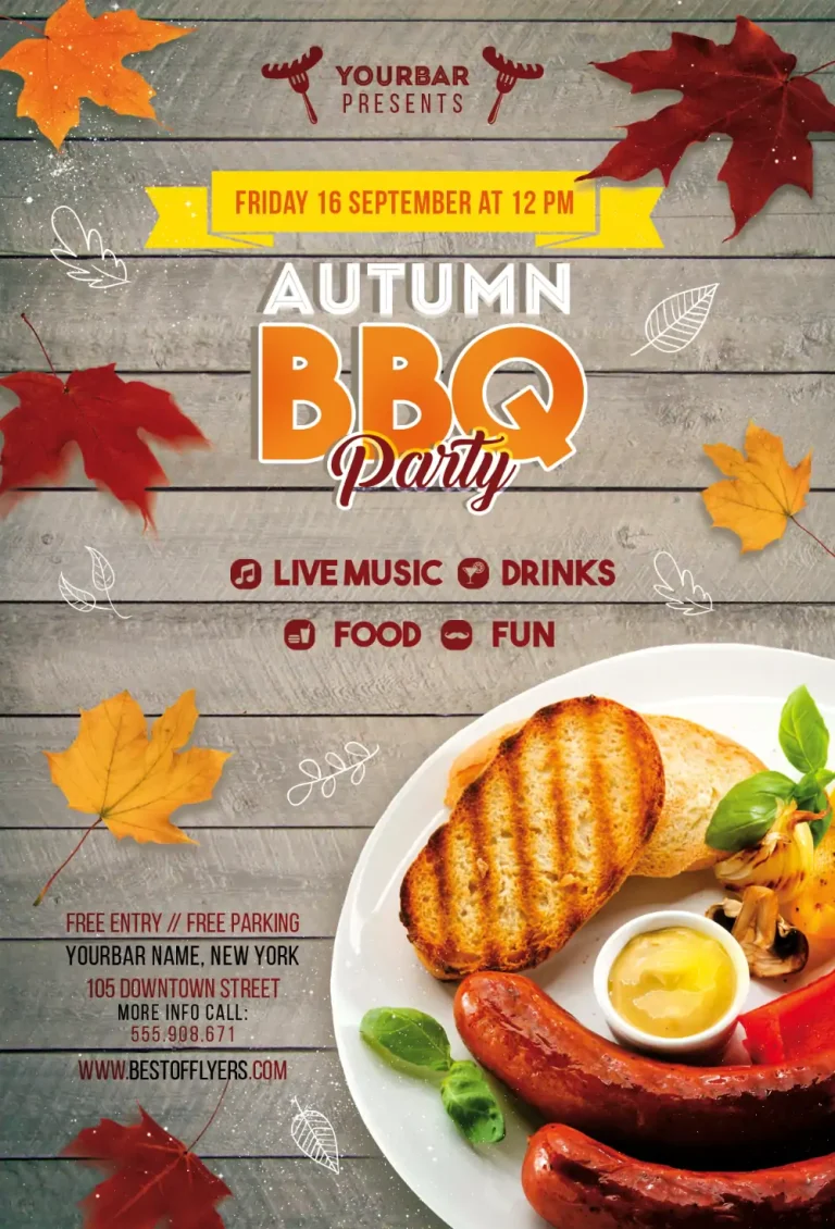 Autumn BBQ Party Free PSD Flyer Template