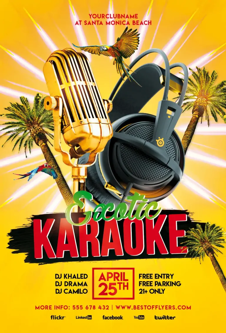 Exotic Karaoke Party Free Flyer Template