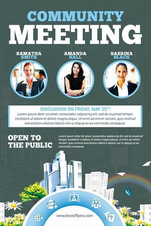 Community Meeting Free Flyer Template - Download for Photoshop