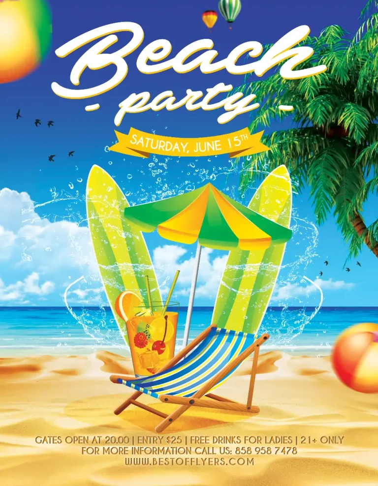 Free Beach Party Poster Template
