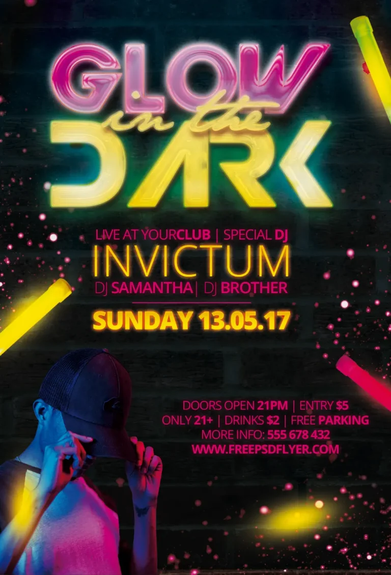 Glow In The Dark Free Flyer and Poster Template