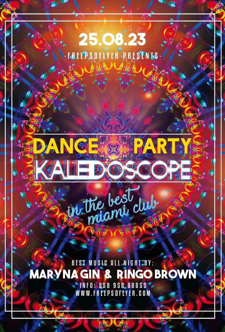 Kaleidoscope Dance Party Free Flyer and Poster Template