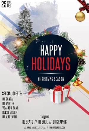 Happy Christmas Holidays Free Flyer Template for Christmas Parties