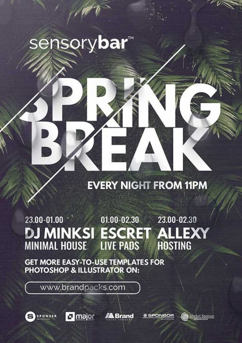 Spring Night Flyer Free Spring Nightclub Flyer Template - Download Flyer | FreePSDFlyer