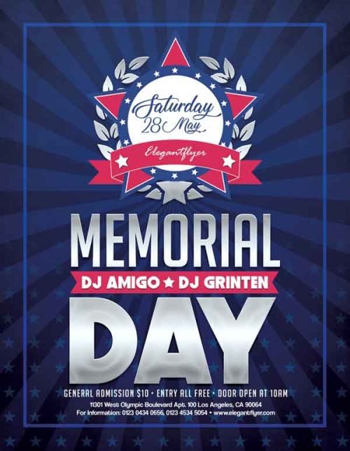 Memorial Day 2018 Free Party Flyer Template Freebie | FreePSDFlyer