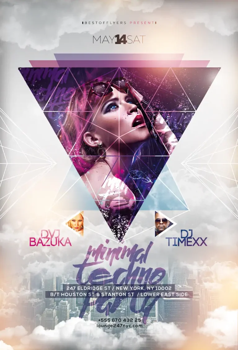 Minimal Techno Free Flyer Template