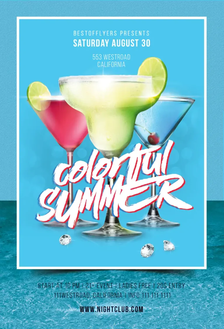 Colorful Summer Party Free PSD Flyer Template