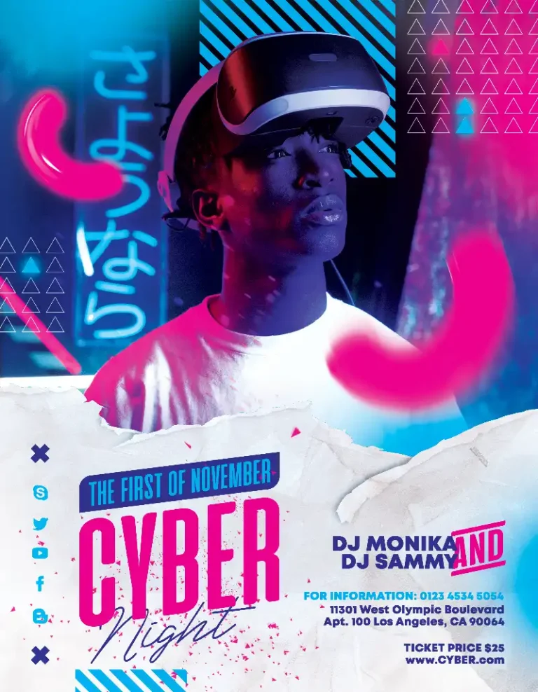 Free Cyber Night Flyer Template