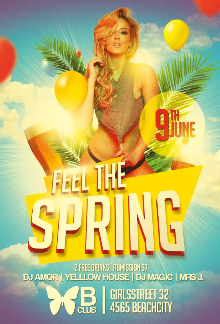 Feel the Spring Party Free Flyer Template