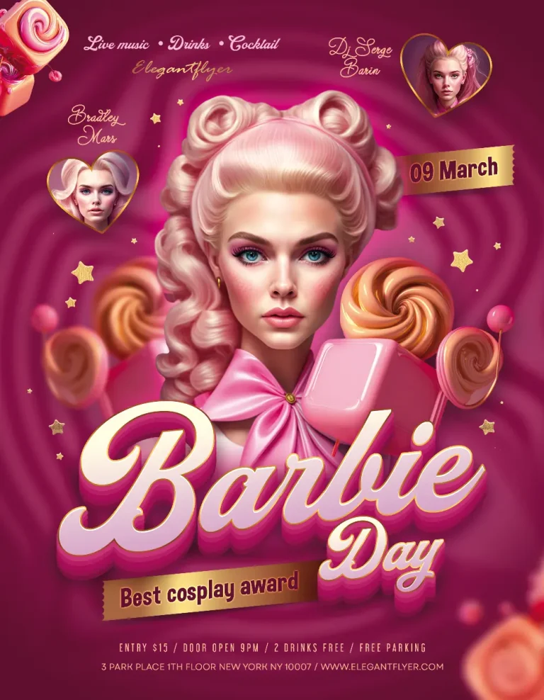 Free Barbie Party Flyer Template