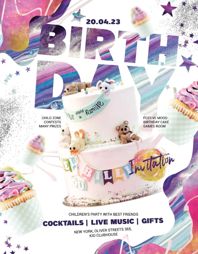 Free Bday Party Event Flyer Template