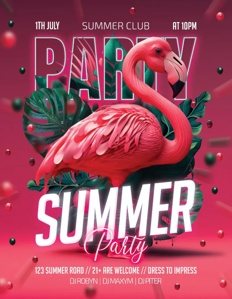 Free Summer Party Flyer PSD Template