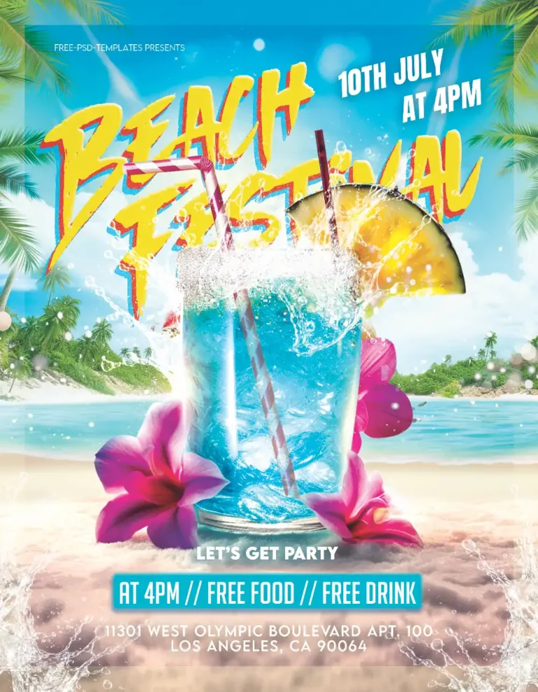 Free Beach Festival Flyer Template