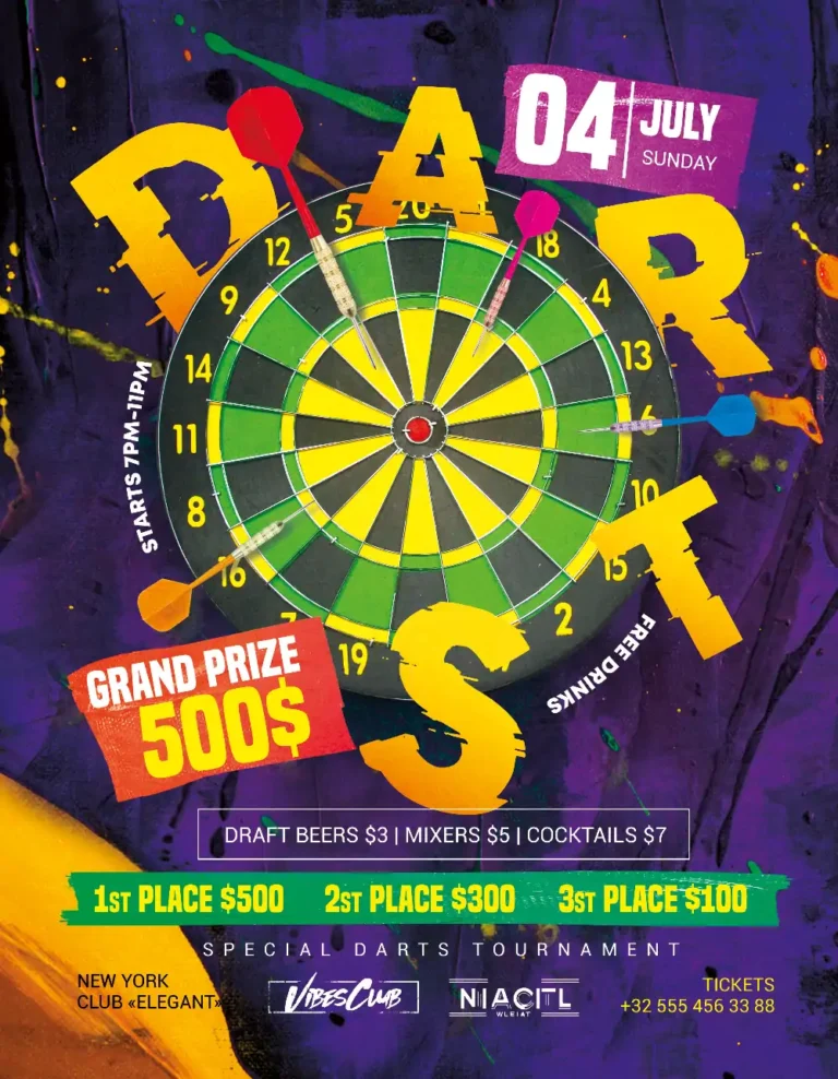 Free Dart Event Flyer Template