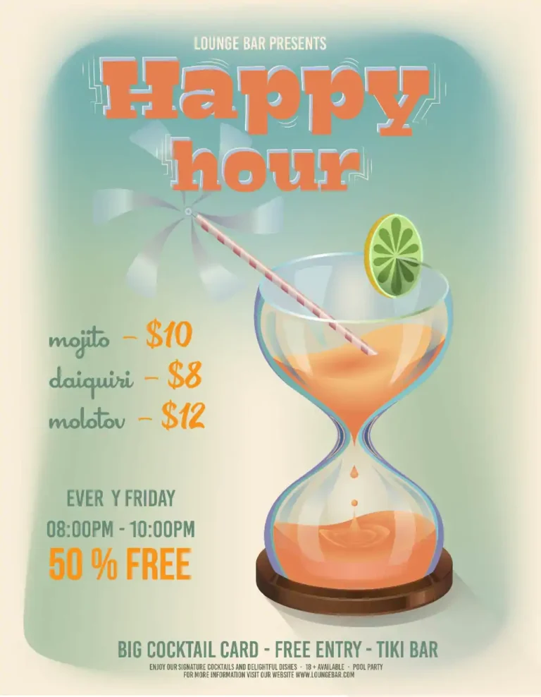Free Happy Hour Vector Flyer Template