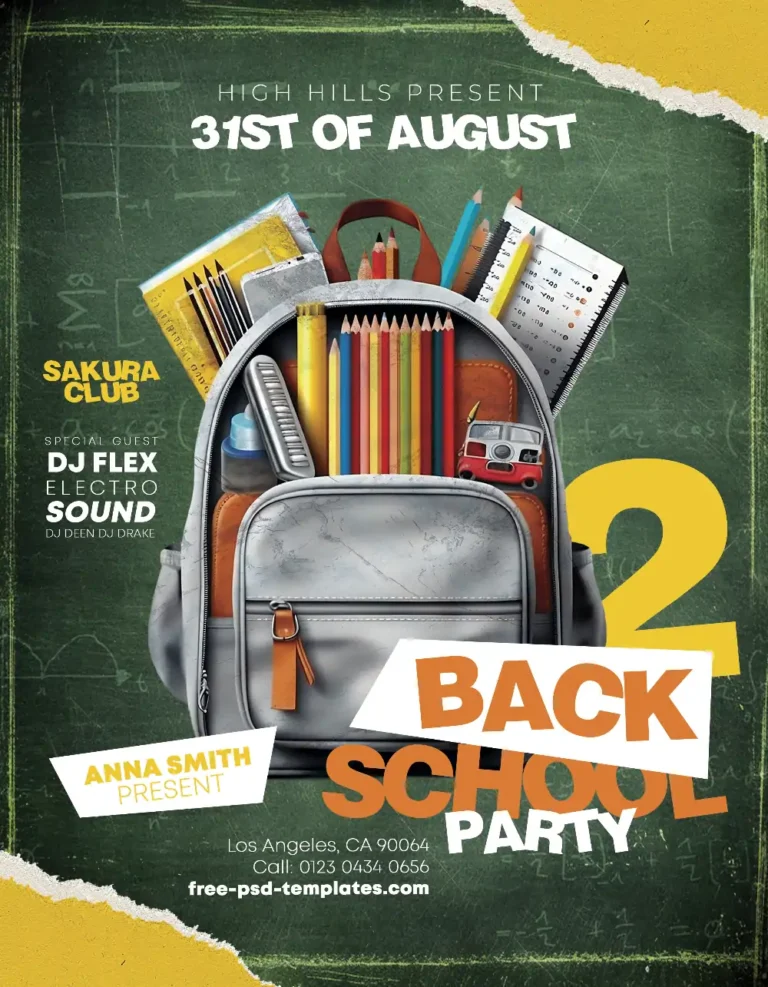 Back 2 School Party Flyer Template