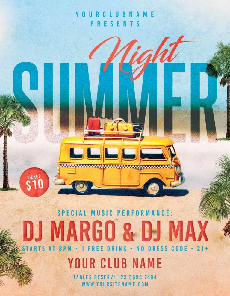 Retro Summer Party Flyer Template