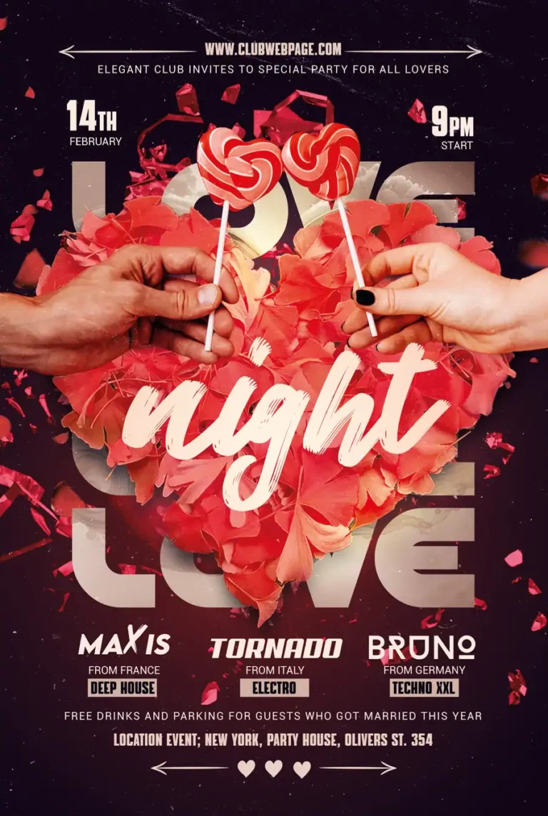 Red Love Night Flyer Template