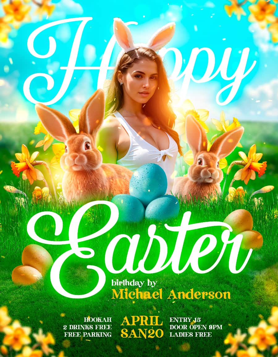 Happy Easter Party Flyer Template