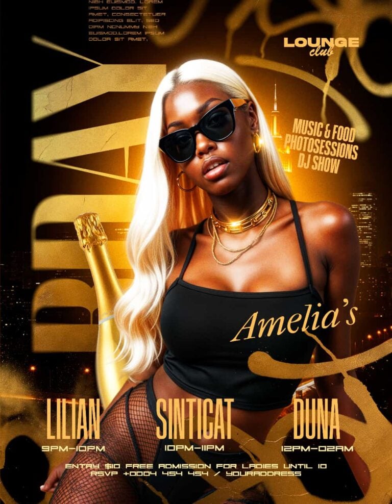Luxurious Black and Gold Birthday Flyer Template
