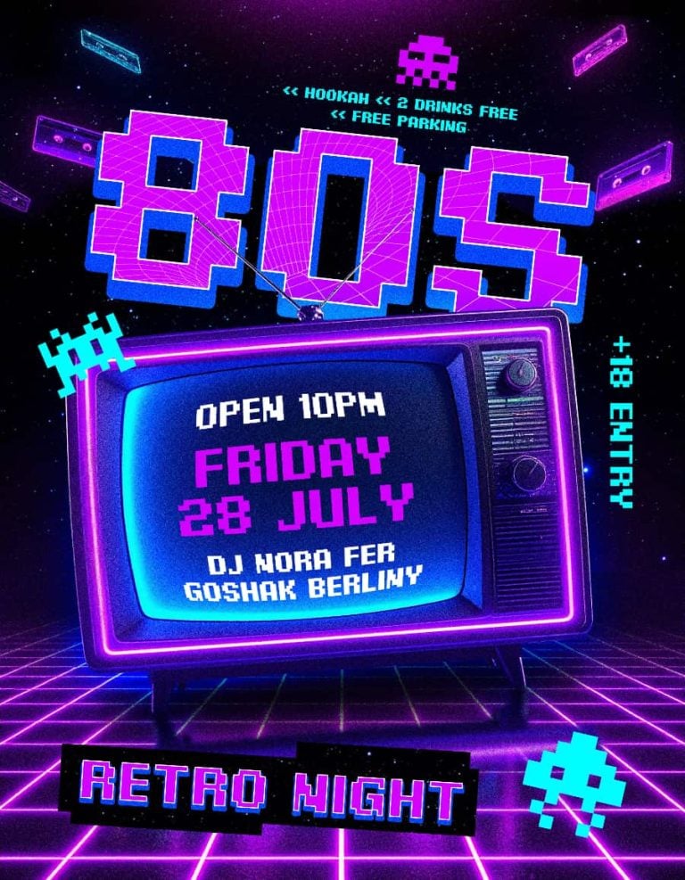 80's Retro Night Party Flyer Template