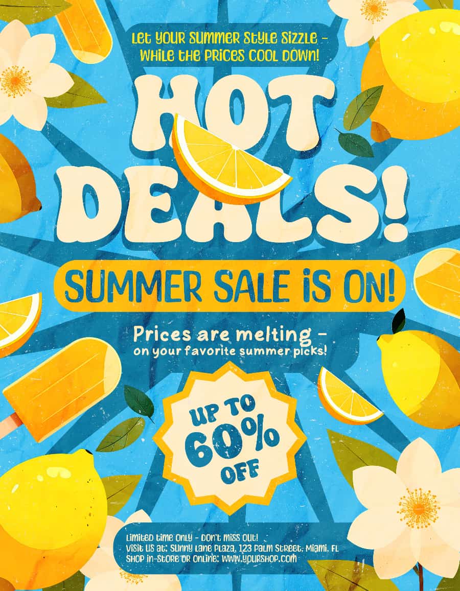 Illustrated Summer Sale Deals Flyer Template