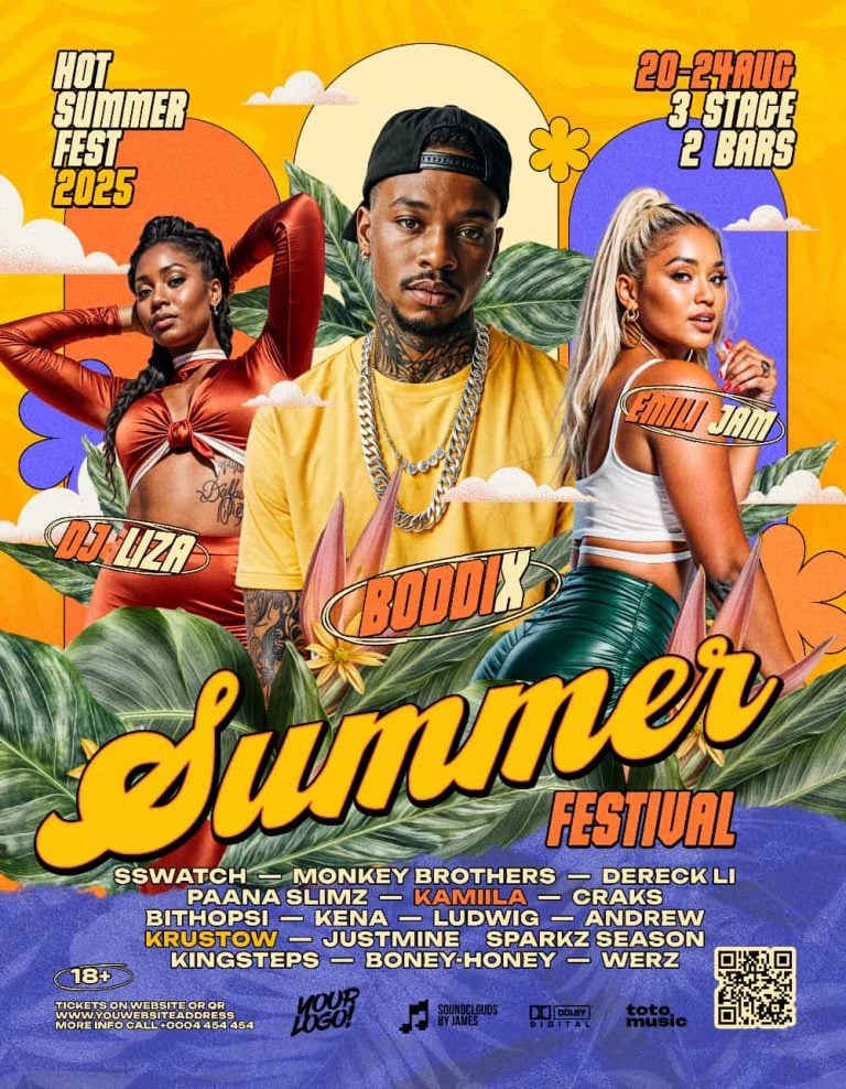 Summer Festival Flyer Template – PSD for Beach & Music Events