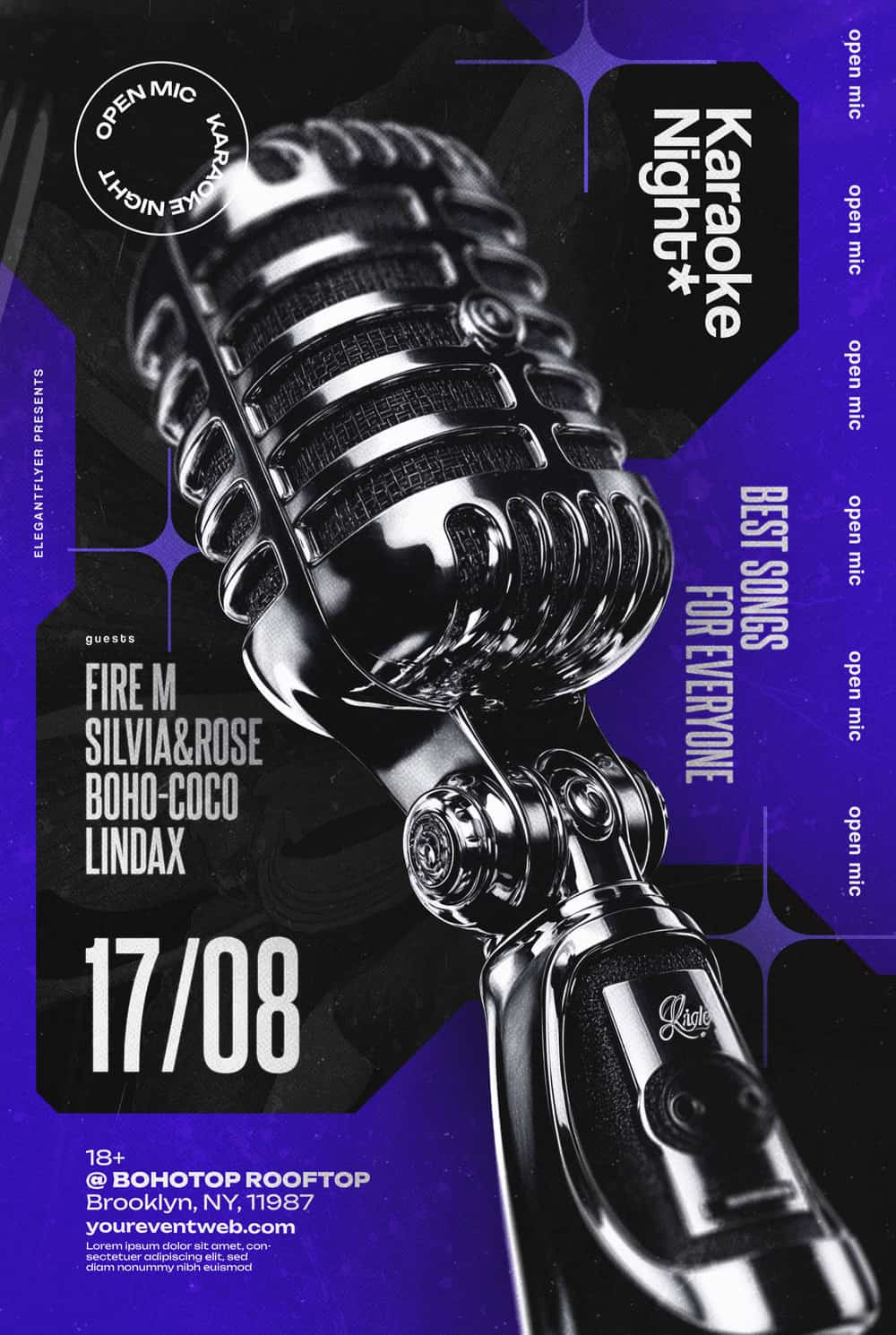 Open Mic Karaoke Night Free Flyer Template – Editable PSD for Karaoke and Music Events