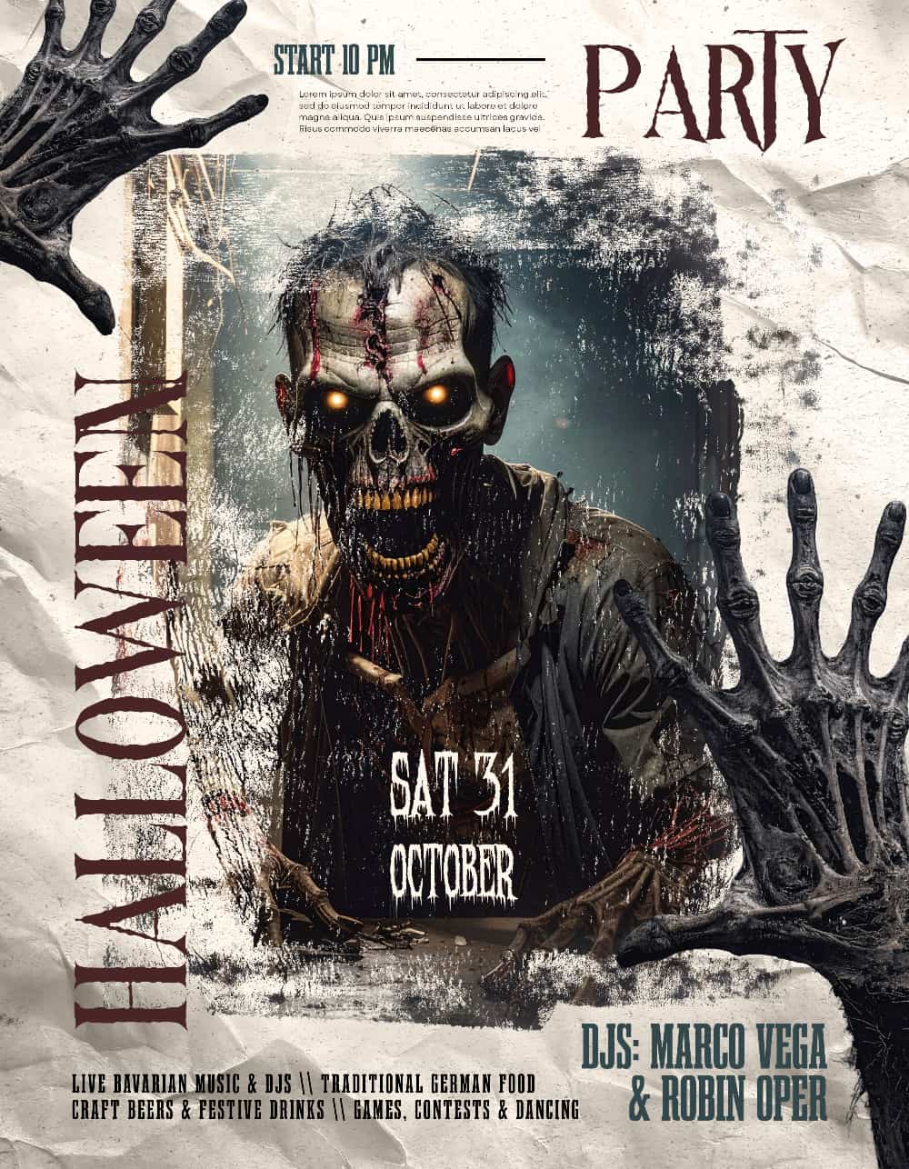 Black Grunge Halloween Night Flyer Template – Editable PSD for Halloween & Horror Events