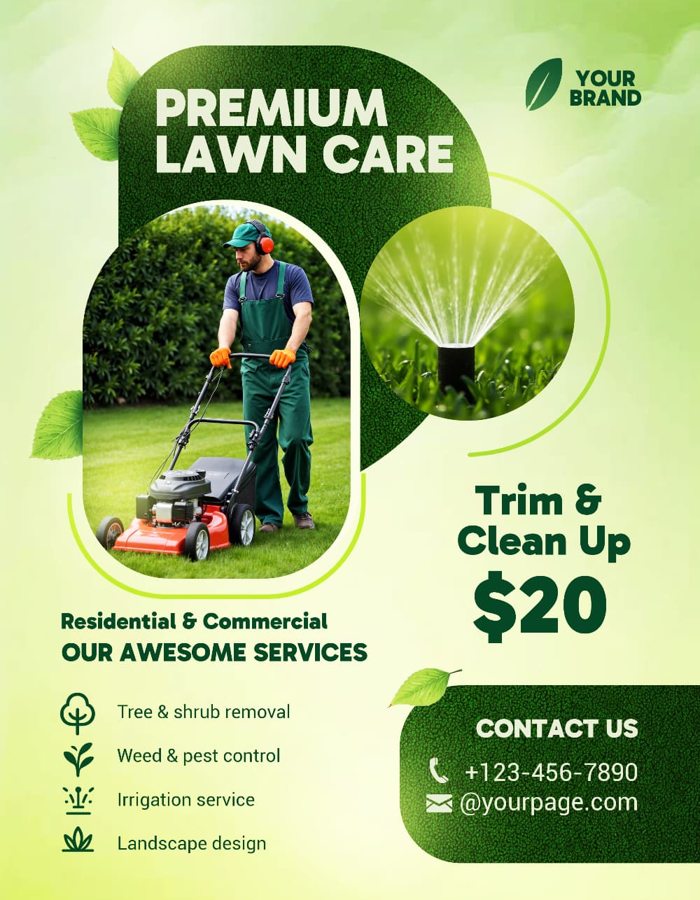 Lawn Service Flyer Template – Editable PSD for Lawn Care, Landscaping & Gardening Services