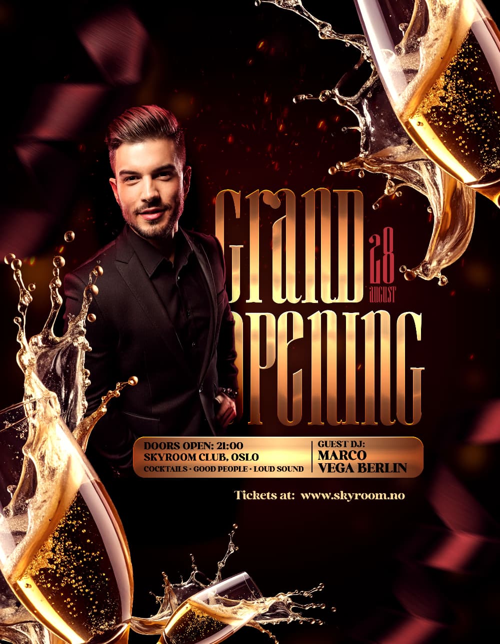 Luxury Grand Opening Flyer Template – Editable PSD for Club & VIP Events