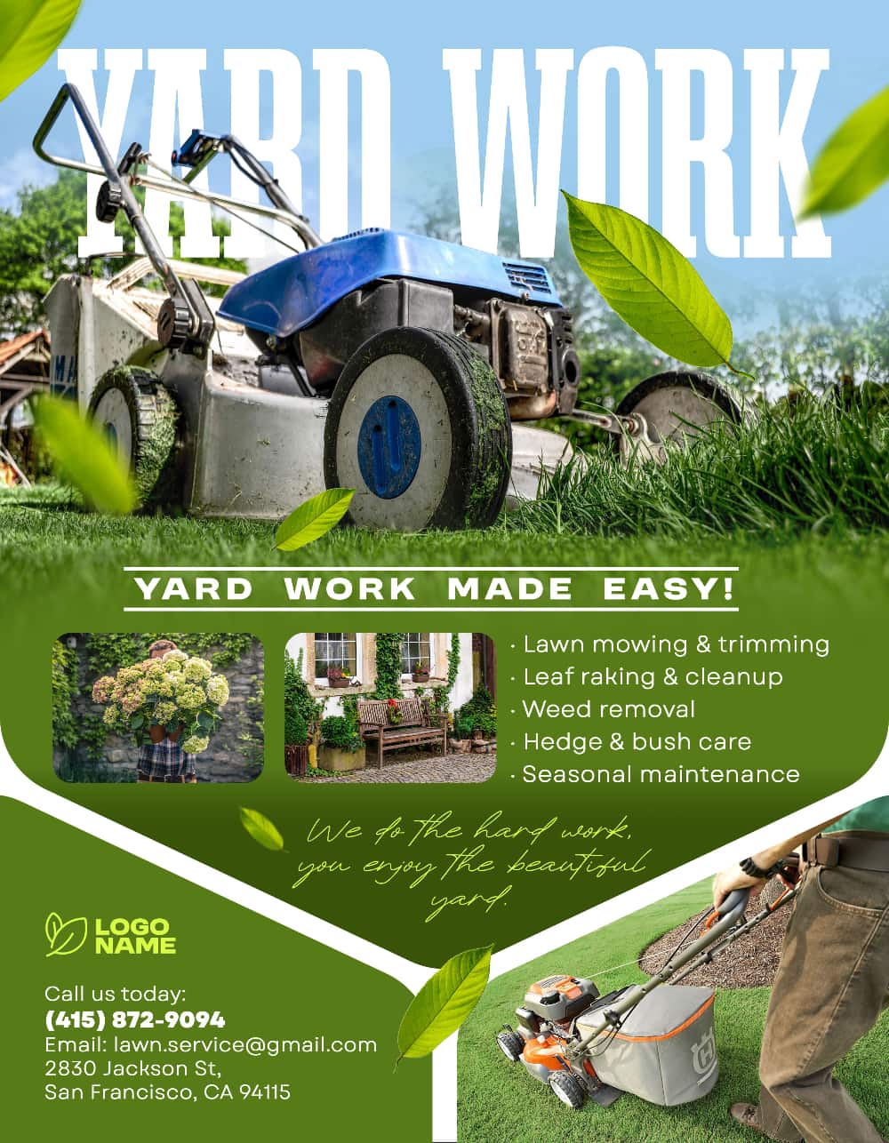 Yard Work Flyer Template – Editable PSD for Lawn Care, Gardening & Landscaping Services