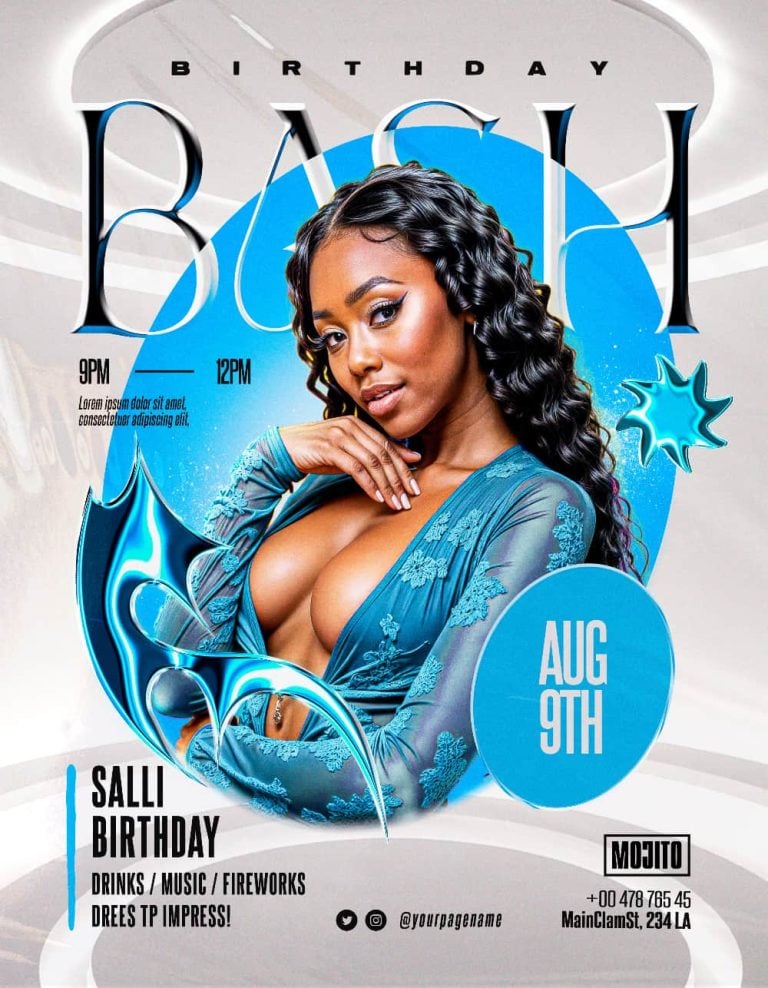 Elegant Birthday Flyer Template – Editable PSD for Birthday Club & VIP Events