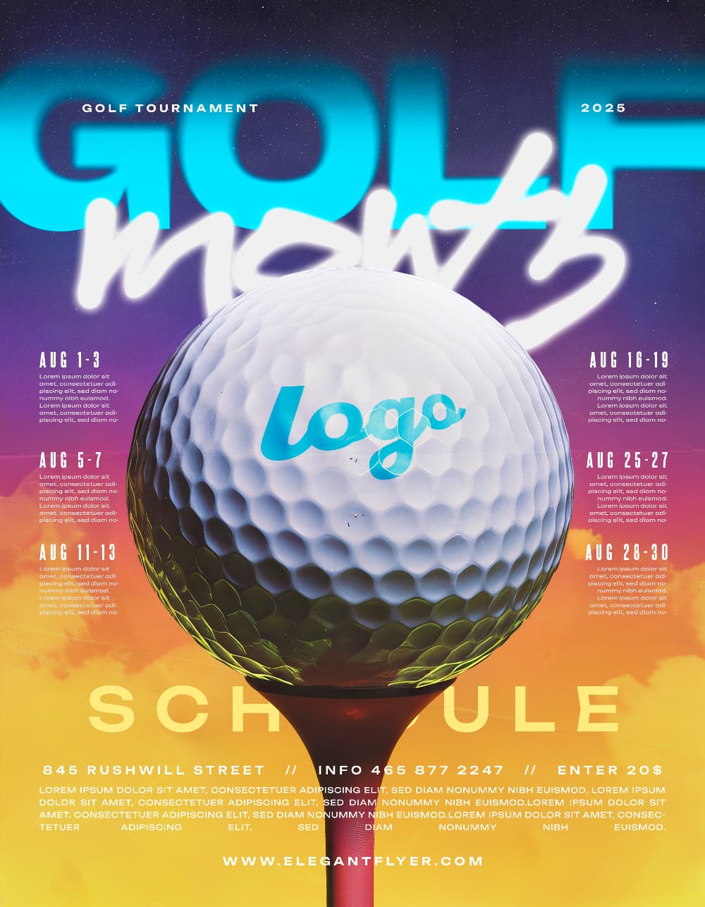 Golf Month Flyer Template – Editable PSD for Golf Tournaments & Sports Events