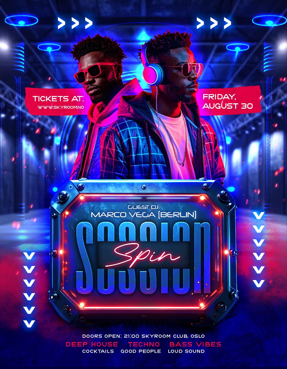 Guest DJ Session Flyer Template – Editable PSD for Nightclub DJ & Music Party