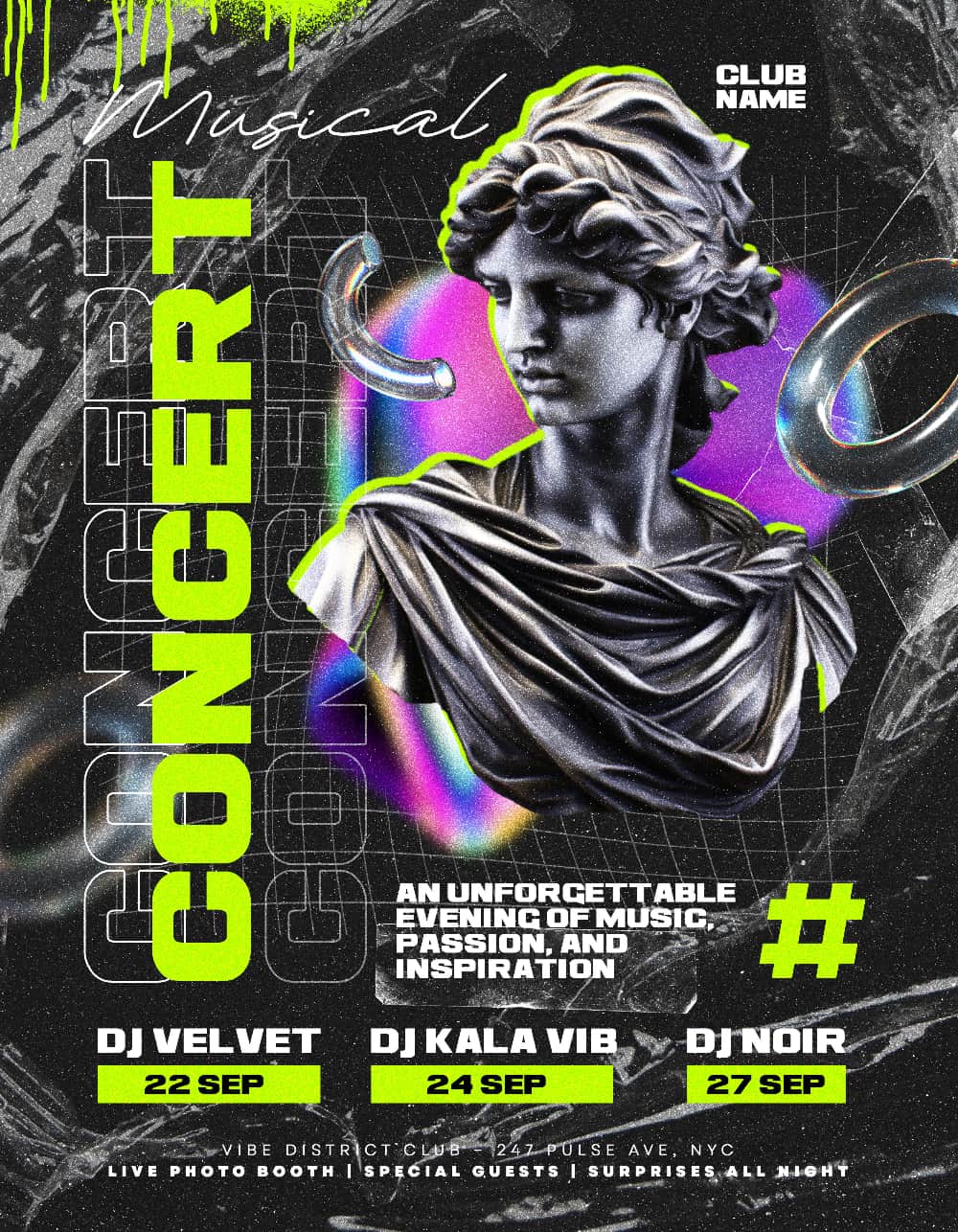 Modern Music Event Flyer Template – Editable PSD for Concerts, DJs & Club Parties
