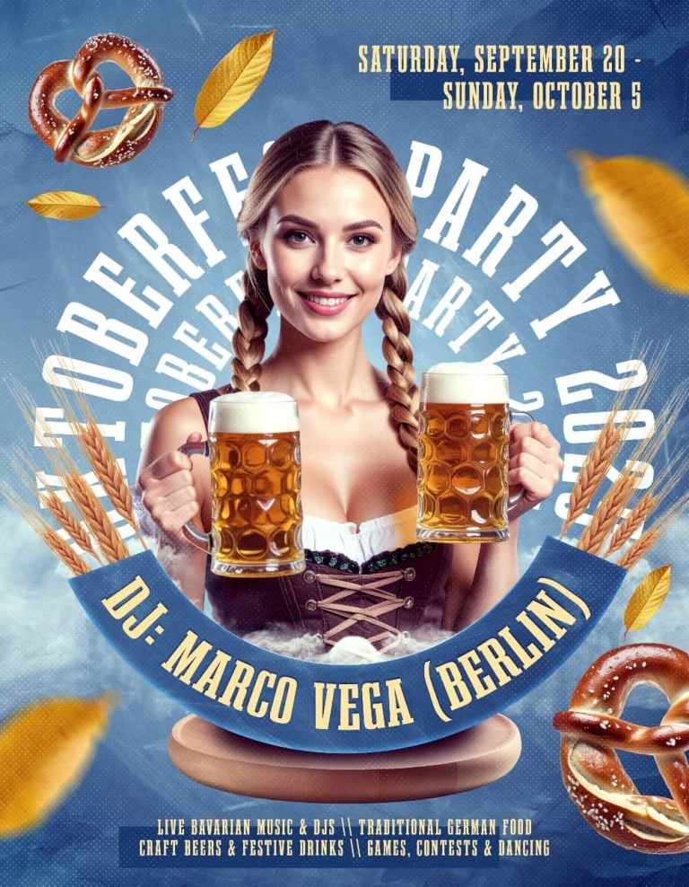 Oktoberfest Flyer Template – Editable PSD for Bavarian Beer Festival & Club Events