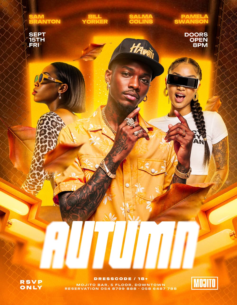 Autumn DJ Session Flyer Template Editable PSD for Fall Music Events and Club Parties