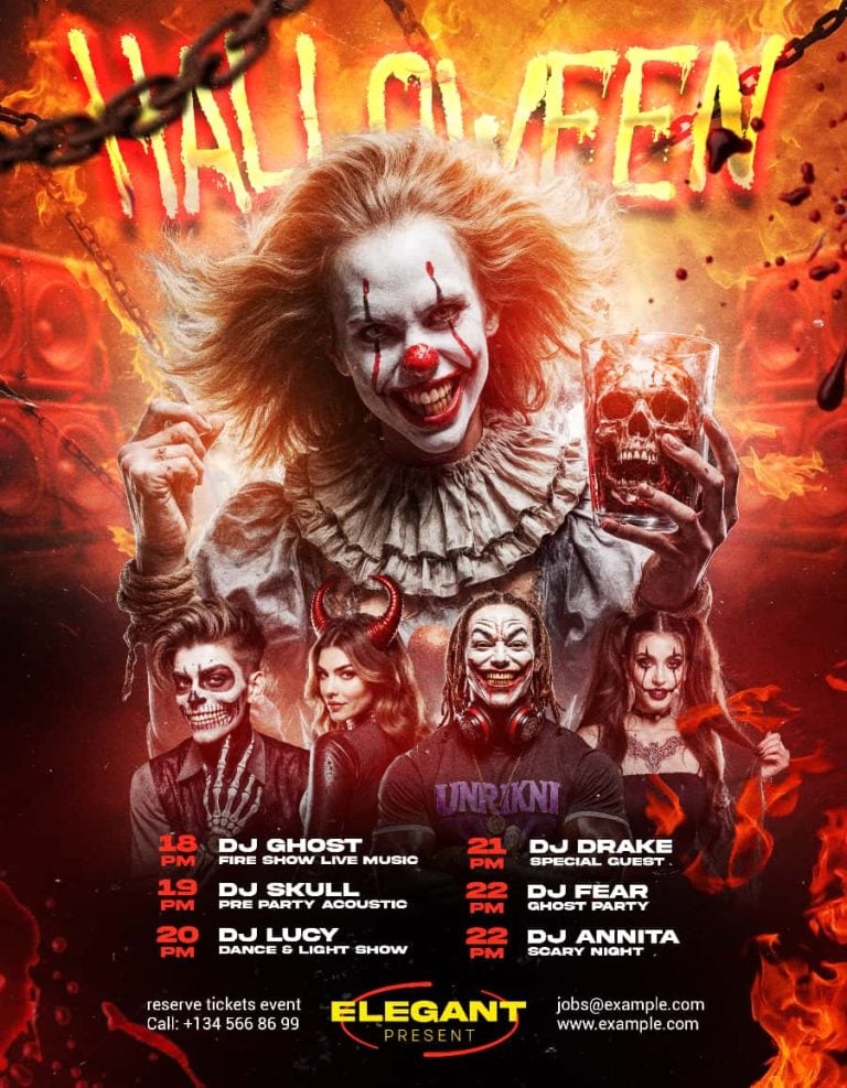 Scary Halloween Flyer Template Editable PSD for Horror Nights and Halloween Parties