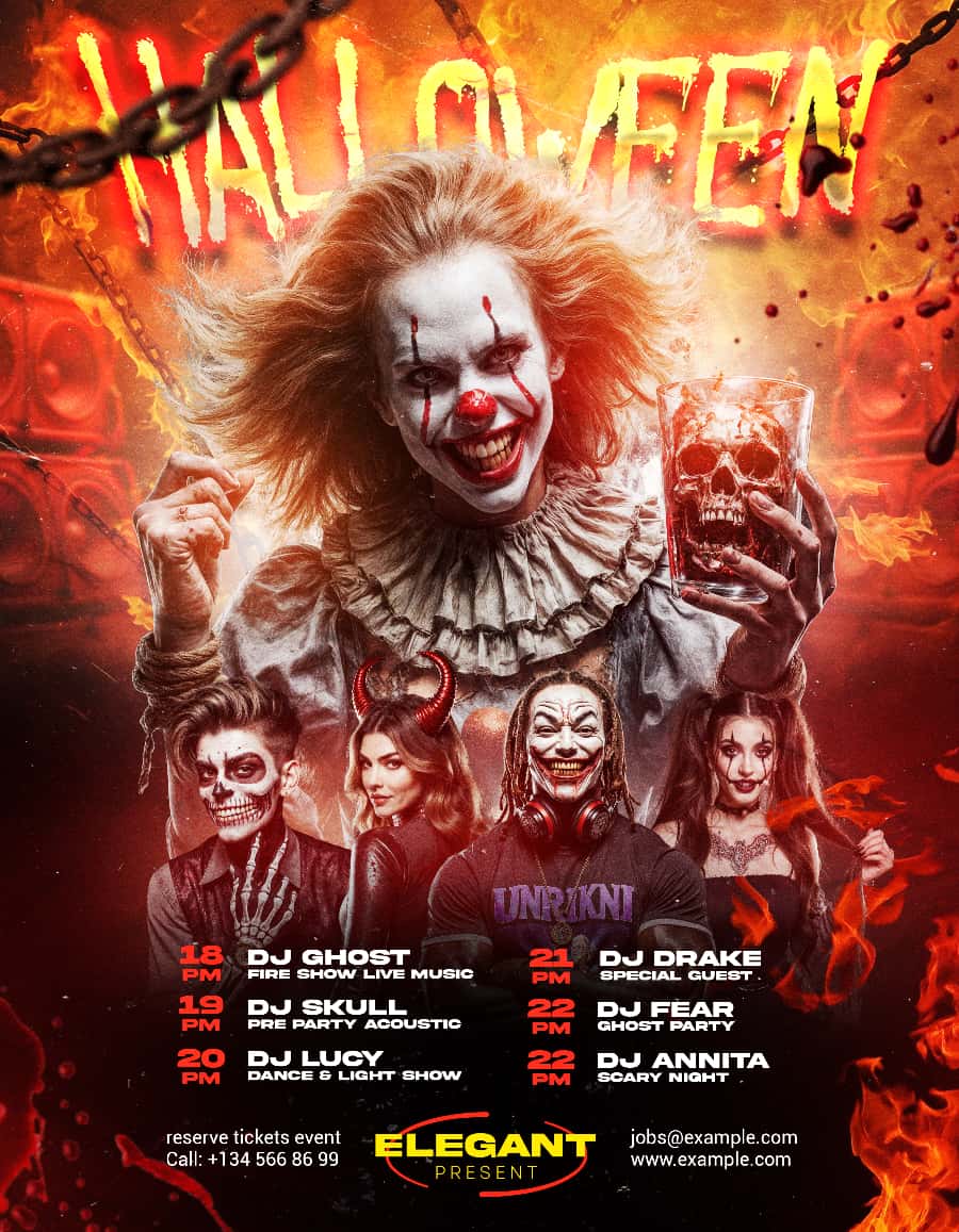 Scary Halloween Flyer Template Editable PSD for Horror Nights and Halloween Parties
