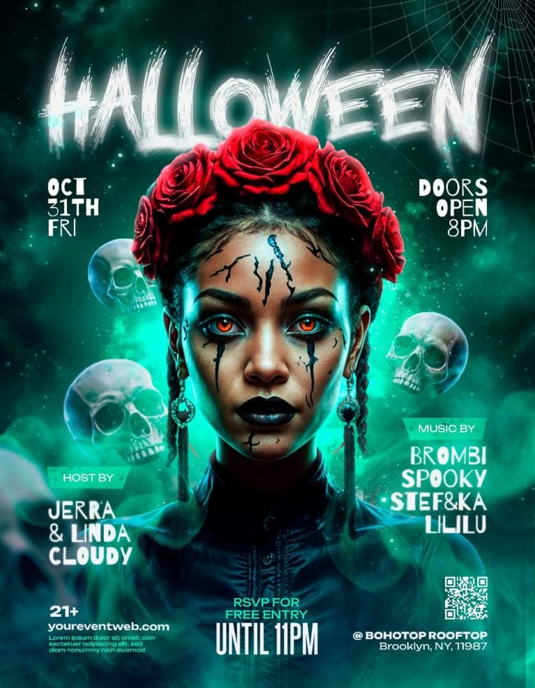 Spooky Halloween Night Flyer Template – Editable PSD for Halloween & Horror Events