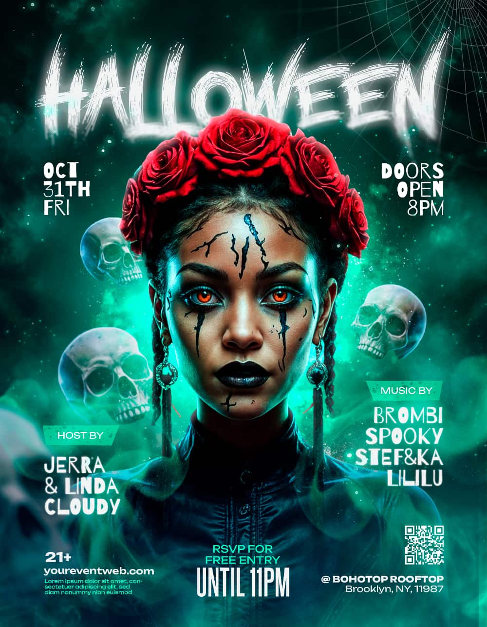 Spooky Halloween Night Flyer Template – Editable PSD for Halloween & Horror Events