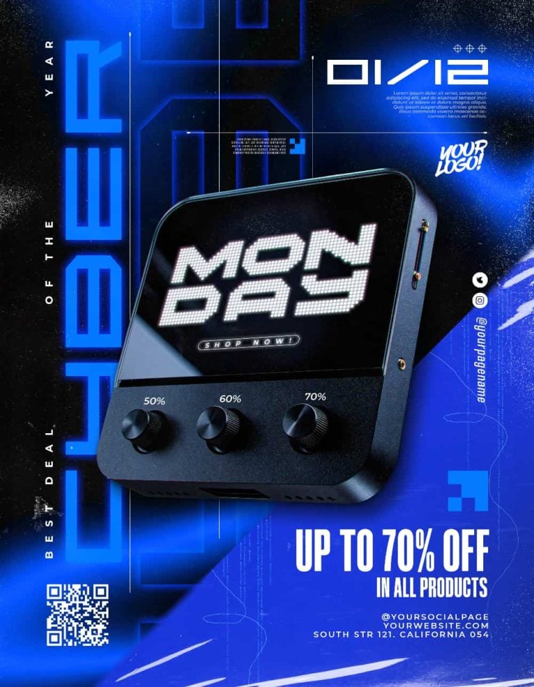Cyber Monday Flyer Template Editable PSD for Sales and Online Shopping Promotions