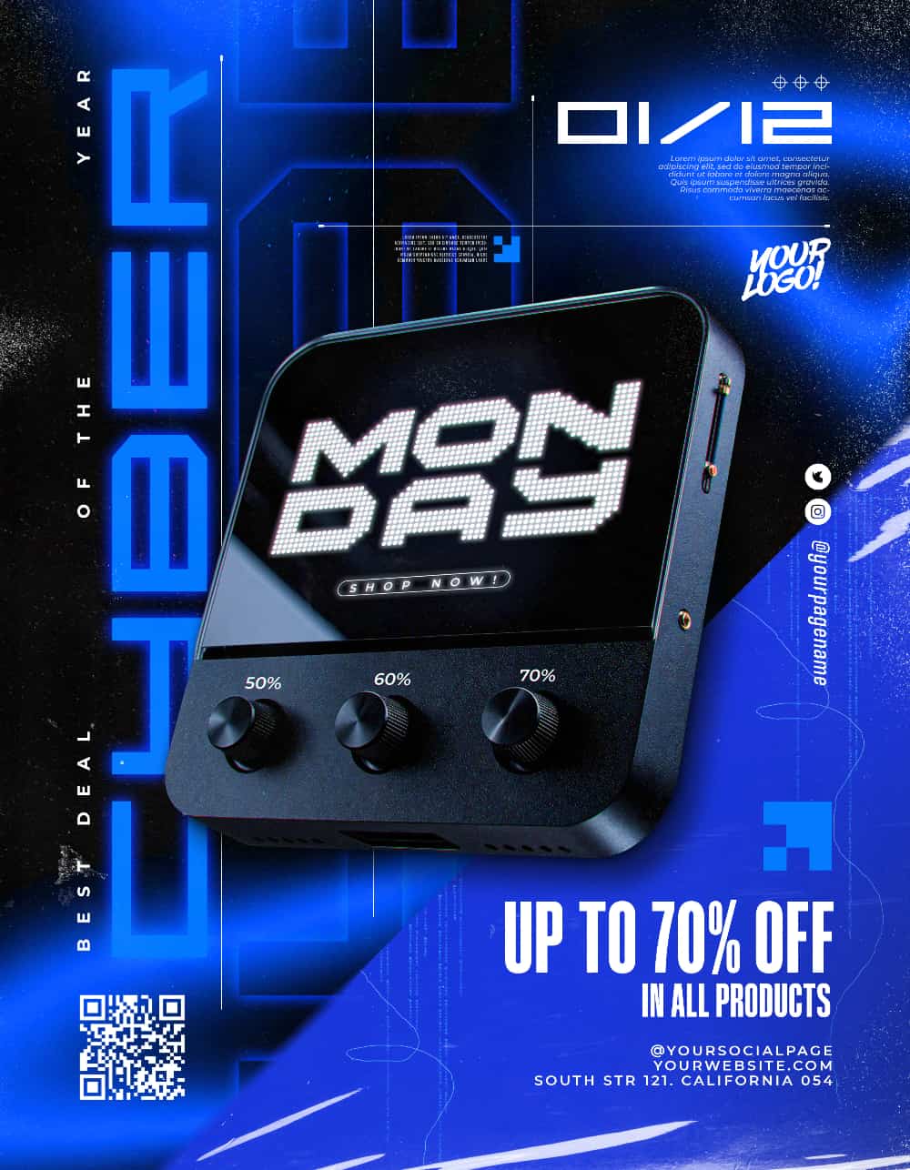 Cyber Monday Flyer Template Editable PSD for Sales and Online Shopping Promotions