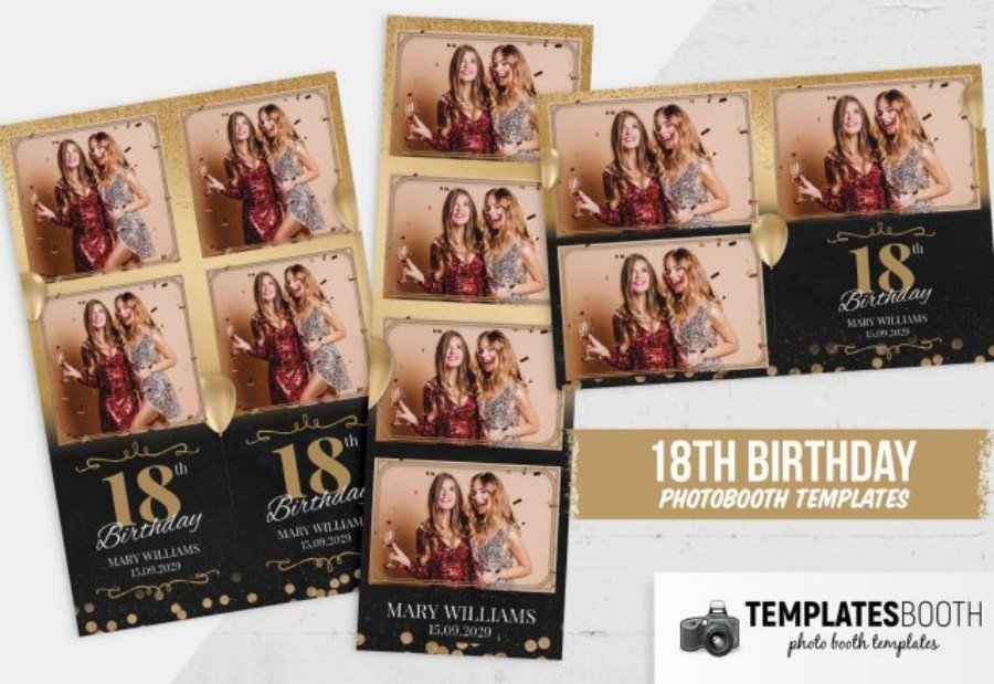 18th Birthday Photo Booth Template 2 for Photoshop