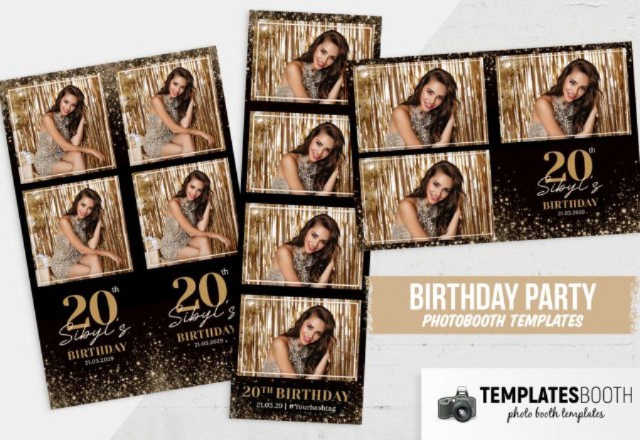20th Birthday Photo Booth Template for Photoshop