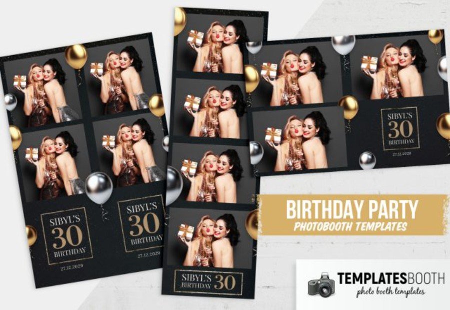 30th Birthday Photo Booth Template for Photoshop