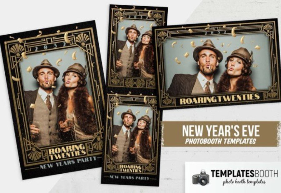 Art Deco NYE Photo Booth Template for Photoshop