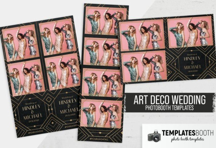 Art Deco Wedding Photo Booth Template for Photoshop